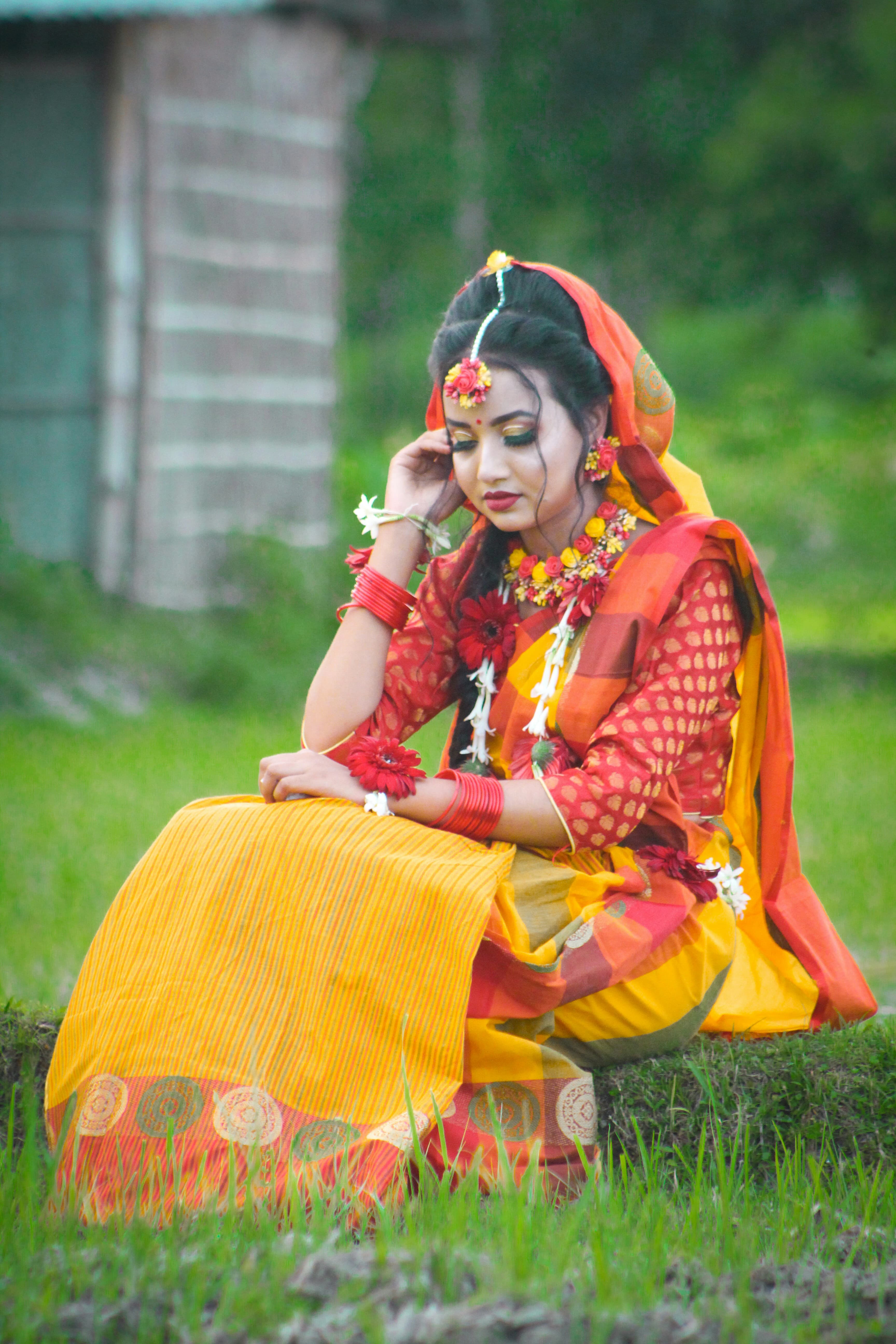 A beautiful portrait of a bride in her wedding attire.